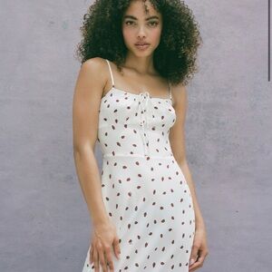 Realisation Par The Alba White Strawberry | ‘Milk Maid’ Style Midi Dress in S